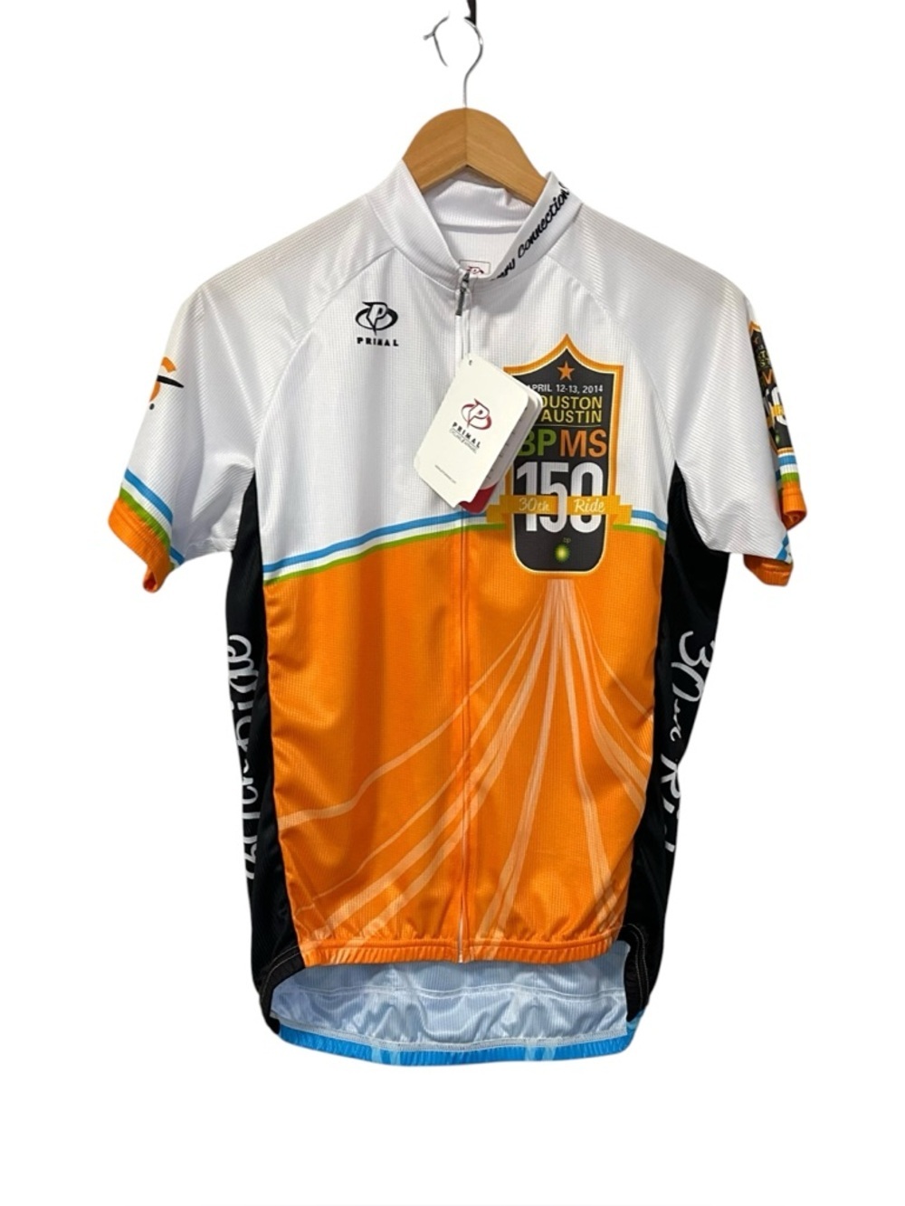 Primal Mens Cycling Jersey MS Charity Fundraiser Sz Med Full Zip Houston Austin